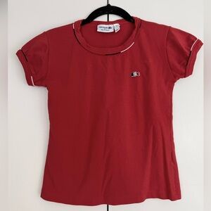 Lacoste Women's Size S Red T-shirt Red White Blue Piping